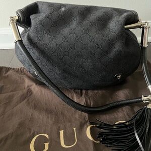 Gucci Denim Hobo Bag Black